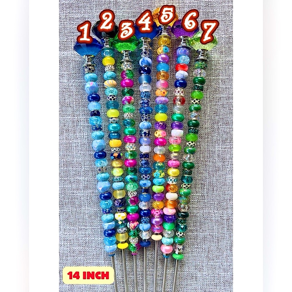 14 inch Colorful Beaded Garden Stakes - Picture 4 of 5